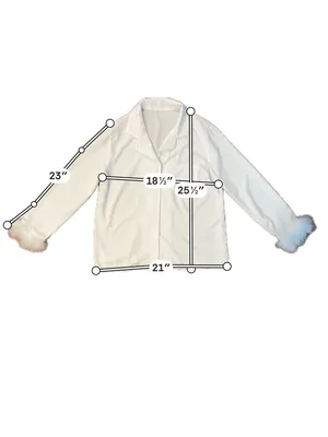 White Satin Pajama Top with Faux Fur Cuffs thumbnail 3