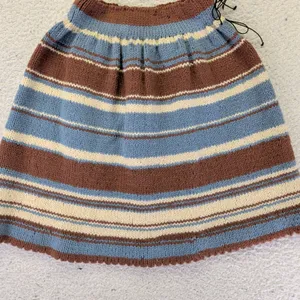 American Vintage True Vintage Handmade Striped Knit A‎ Line Mini Skirt Brown Blue Women's Medium thumbnail 4