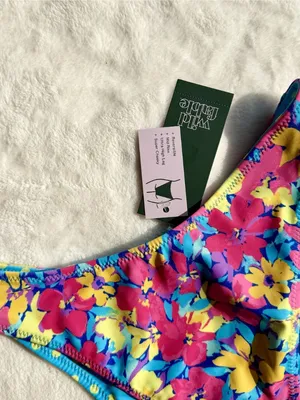 NWT Wild Fable Reversible Floral Mid Rise High Leg Cheeky Bikini Bottom - XS thumbnail 2