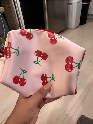 Ulta Beauty Pink Cherry Print Makeup Pouch with Red Cherry Charm thumbnail 5