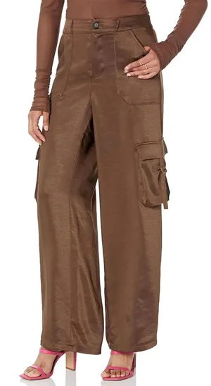 The Drop Satin Cargo Pants Brown Size L thumbnail 2