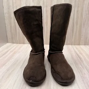 Bjorndal Boots Womens Size 11 Chocolate Brown Suede Faux Fur Tall Pull On Winter thumbnail 2