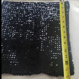 Vintage 90’s black Sequin stretch mini skirt and tube top thumbnail 6