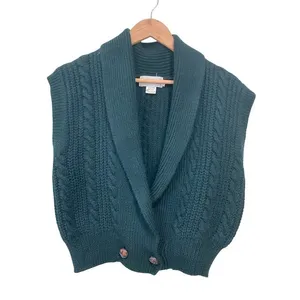 Vintage JH Collectibles Wool Dark Green Shawl Collar Knit Blouse M thumbnail 2