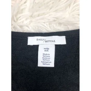 Daily Ritual Black‎ Long Sleeve Knit Drawstring Sheath Dress Size XS thumbnail 7