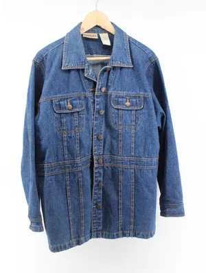 Vintage Bill Blass Jean Jacket Womens 1X Blue Denim 90s Medium Wash Button Front thumbnail 1
