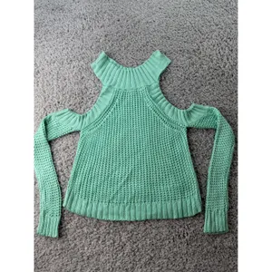 Luxxel Mint Green Cold Shoulder Knit Sweater High Neck Long Sleeve Large LSW2175 thumbnail 2