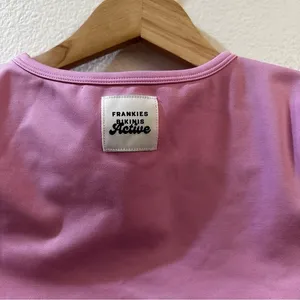 Frankie's Bikinis Pink Zippy Crop Top‎ Baby Tee Size Medium thumbnail 6