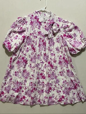 TCEC White Mini Dress with Pink Floral Print thumbnail 1