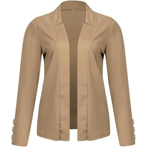 NWT ~ Women's Tan Open Blazer Cardigan Jacket Long Sleeves Gold Buttons ~ XXL thumbnail 2