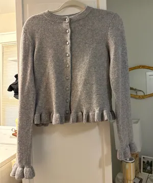 Mango Ruffle Cardigan Sweater thumbnail 1