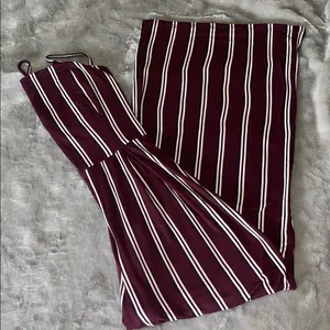 Say Anything Burgundy Striped Jumpsuit | Boho Minimal | Made in USA | M thumbnail 1
