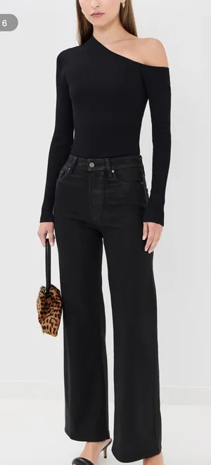 PAIGE Aneesa Coated Black Wide-Leg Pants Size 27 thumbnail 1