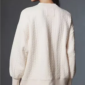 Anthropologie’s Grey State Long Sleeve Quilted Teddy Light Pink Crew Neck thumbnail 2