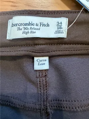 Abercrombie Curve Love Vegan Leather 90s Relaxed Pants Brown 34R NWT High Rise thumbnail 4