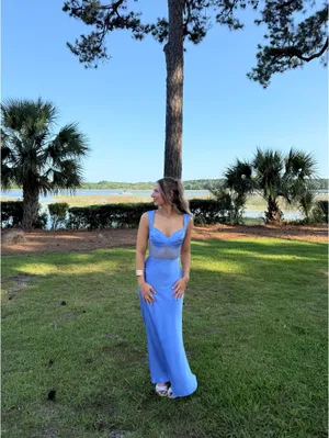 Blue satin gown Size XS thumbnail 2