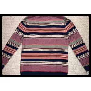 Kim Rogers Sweater‎ Womens XL Multicolor Striped V-Neck Cotton Pullover thumbnail 6