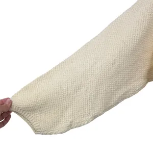 Vintage Cream Cable‎ Knit Tunic Sweater Womens 3X Ramie Cotton Roll Neck 90s thumbnail 3