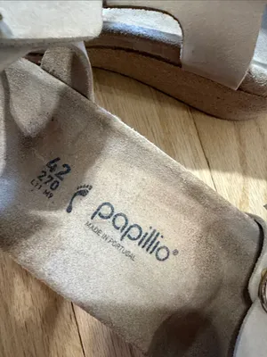 Birkenstock Papillio Soley Wedge Sandal Beige Nubuck Leather Sz 42 thumbnail 6