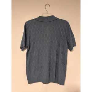 Vintage Alfred Dunner Womens Blue Diamond Knit Short‎ Sleeve Polo Sweater Top M thumbnail 5