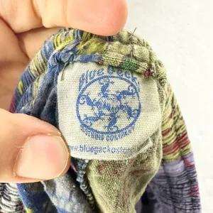 Blue Gecko Patchwork Shorts Size S/M Hippie Boho Cotton Cargo Pockets Festival thumbnail 7
