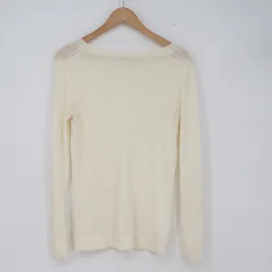 J.Crew Sweater Womens XS Ivory Slub Knit Cotton Crew Neck Good thumbnail 4