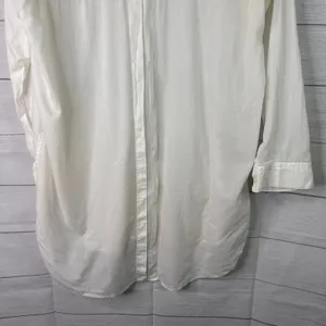 Gap Body Cotton Sheer Shirt Dress Womens Small White Long Sleeve Swim Cover Up thumbnail 6