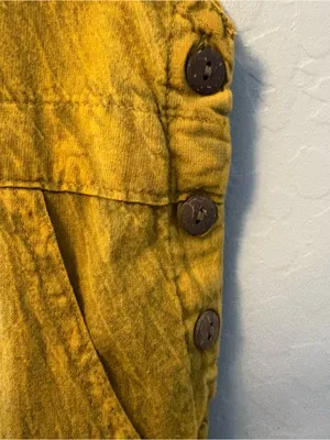 Rhea mustard yellow acid wash looking bohemian overalls size medium thumbnail 8