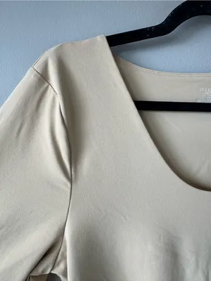 Nuuds Nude Scoop Neck Long Sleeve Nylon Spandex Thong Snap Bodysuit Size XL thumbnail 4