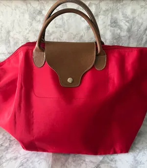 Unbranded Red Tote Handbag with Brown Trim - Classic Women’s Carryall thumbnail 1