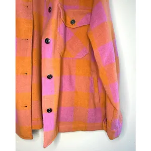 Velvet‎ Heart Sheryl Button Down Plaid Shacket Jacket Size M Pink Orange Flannel thumbnail 8
