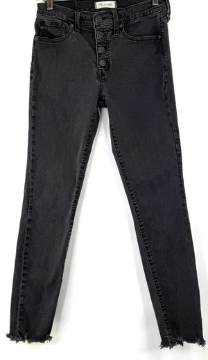 Madewell Women's Black 9" Mid-Rise Skinny Raw Hem Jeans Size 27 thumbnail 1