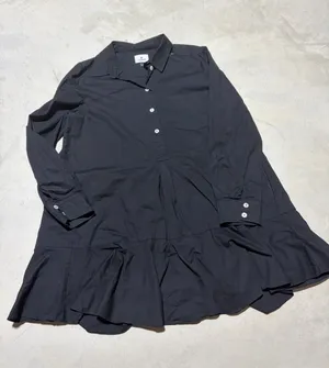 Tuckernuck Black Callahan Long Sleeve Button-Front Ruffle Hem Dress large thumbnail 1