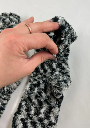 Fuzzy Blk Grey White Ankle Socks Gray thumbnail 3