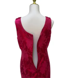 Hugo Buscati Sheath Dress 10 Red Floral Damask Satin 90s Party Glam Cocktail Y2K thumbnail 6