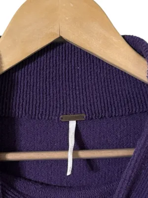 FREE PEOPLE Ottoman Cowl Purple Ribbed Sweater Pullover Top thumbnail 7