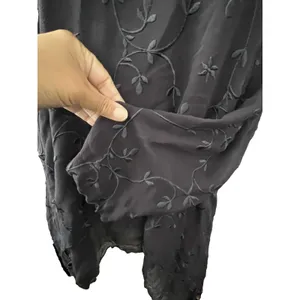 Vtg Dark Romantic Floral Top S Asymmetrical Embroidered Purple Romantic Feminine thumbnail 5