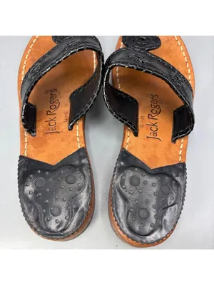 Jack Rogers Original Jacks Metallic Slides Thong Sandals Womens 5 Black Slip On thumbnail 6