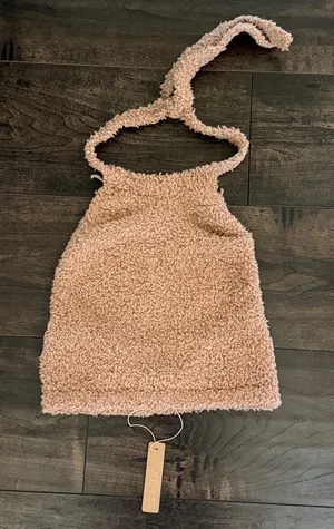 NWT SKIMS Fuzzy Crop Halter Top thumbnail 1
