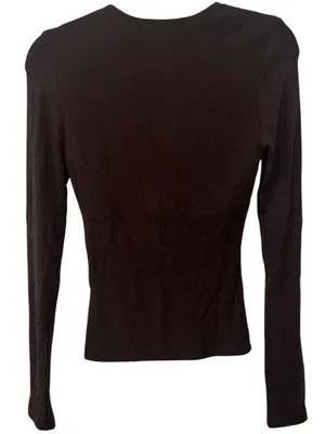Commense Bra-Free Built-In Padded V-Neck Long Sleeve Top Dark Brown XS NWT thumbnail 5