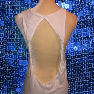 Pink brand white backless tank with logo on front thumbnail 3