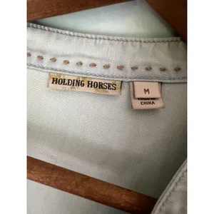 Anthropologie Holding Horses Shirt M‎ Dimanche Pearl Snap Button Up Long Sleeve Western thumbnail 3