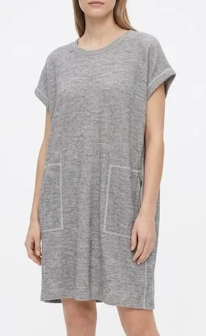 Billy Reid Women’s Cotton Knit Dress Size Large Gray Waffle Texture thumbnail 1