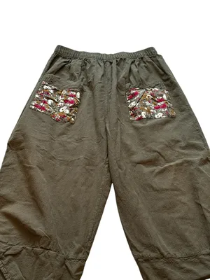Womens Harem Style Pants Floral Pockets Boho Hippie Lagenlook Cottage Granola thumbnail 3