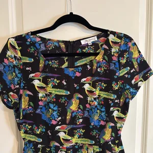 The Style London Colorful Bird & Floral Retro Style Dress Size Medium thumbnail 2