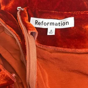Reformation Women's Orange Velour Velvet Twist Front Strapless Tube Top Size 2 thumbnail 6
