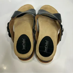 Josef Seibel black criss cross platform Sandals slides women’s size 40‎ casual thumbnail 5