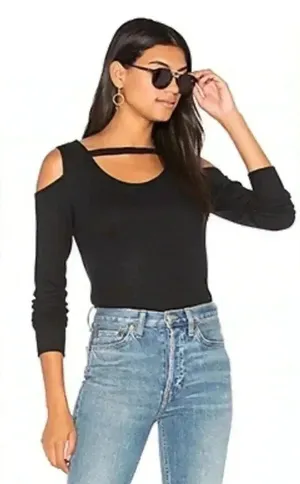 Revolve LNA Palms Thermal Cold Shoulder Black long sleeve top size medium thumbnail 1