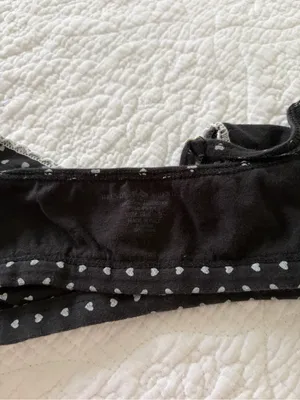 Brandy Melville Black Heart-Print Lace Trim Bralette thumbnail 2