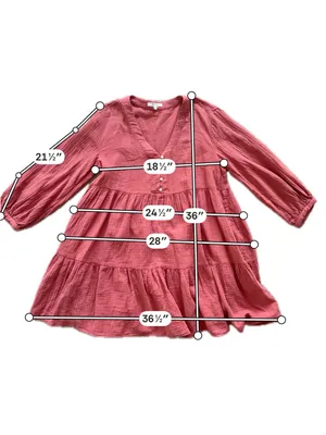 Madewell Gauze Tiered Mini Dress Pink Size 8 V-Neck Long Sleeve thumbnail 4